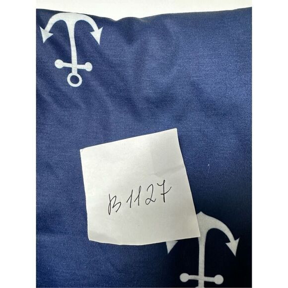 Women Round Neck Anchor Print Short Sleeve T-Shirt Blue White Size 2XL - Picture 9 of 9